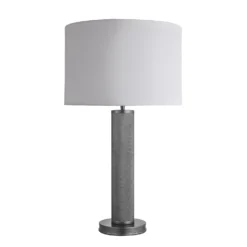 Knurled Pillar Table Lamp - Pewter 8 Knurled Pillar Table Lamp - Pewter -Industville Shop table lamp knurled pillar pewter large drum white KN PILTL P W LDR