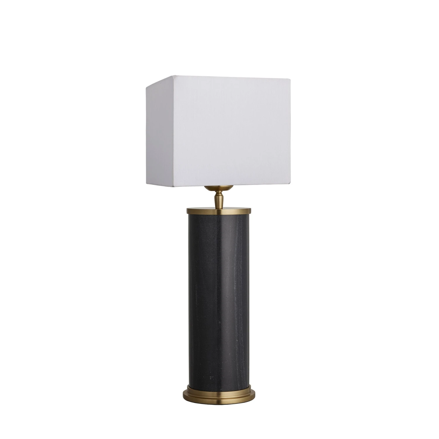 Marble Pillar Cylinder Table Lamp - Black & Brass 5 Marble Pillar Cylinder Table Lamp - Black & Brass - Image 5