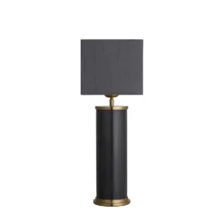 Marble Pillar Cylinder Table Lamp - Black & Brass 17 Marble Pillar Cylinder Table Lamp - Black & Brass -Industville Shop table lamp marble pillar cylinder black brass lampshade small cube grey MA PIL CYTL BK B GR SCU front