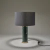Marble Pillar Cylinder Table Lamp - Green & Brass