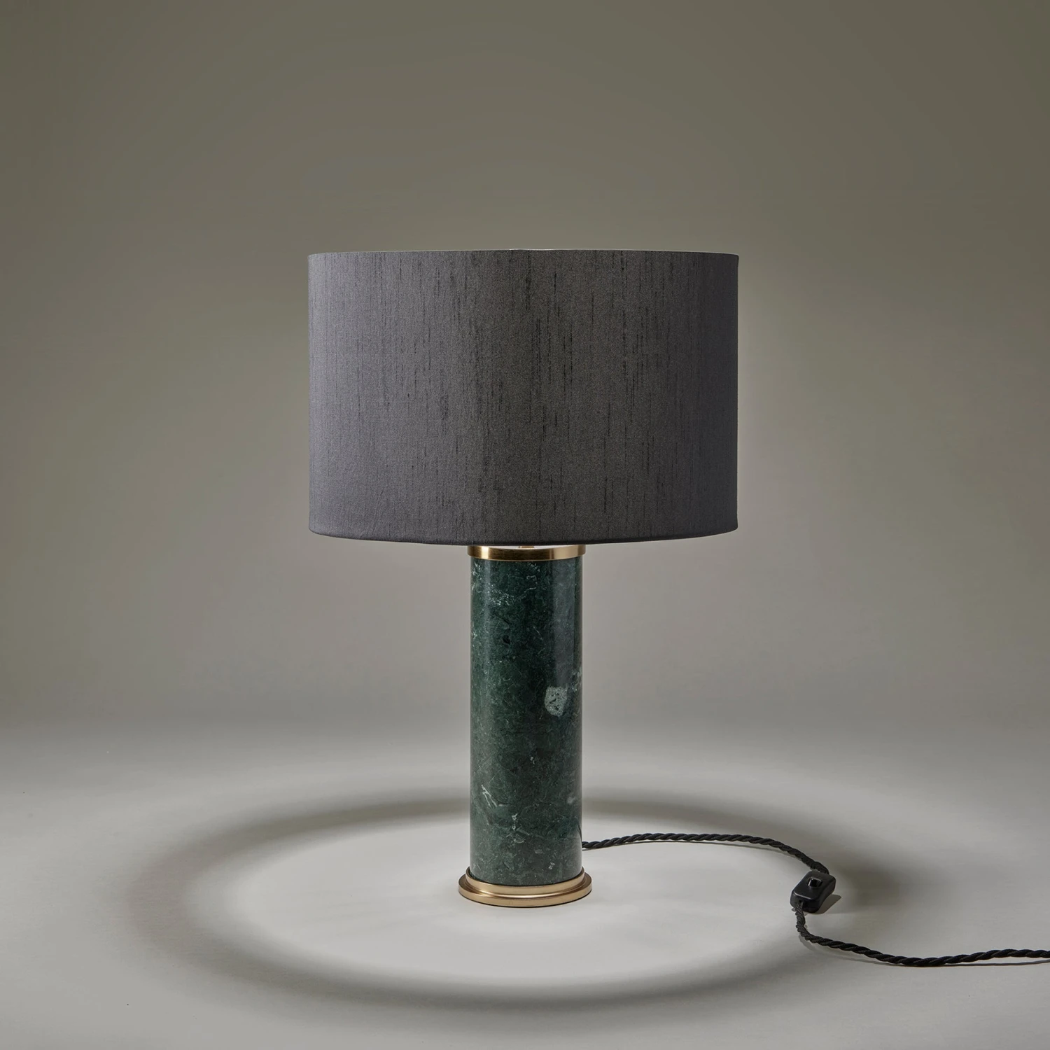 Marble Pillar Cylinder Table Lamp - Green & Brass 1 Marble Pillar Cylinder Table Lamp - Green & Brass