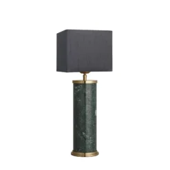 Marble Pillar Cylinder Table Lamp - Green & Brass 12 Marble Pillar Cylinder Table Lamp - Green & Brass -Industville Shop table lamp marble pillar cylinder green brass lampshade small cube grey MA PIL CYTL GR B GR SCU angled