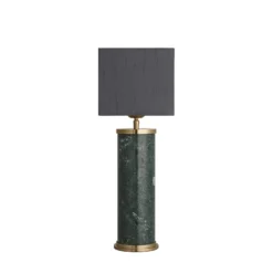 Marble Pillar Cylinder Table Lamp - Green & Brass 13 Marble Pillar Cylinder Table Lamp - Green & Brass -Industville Shop table lamp marble pillar cylinder green brass lampshade small cube grey MA PIL CYTL GR B GR SCU front