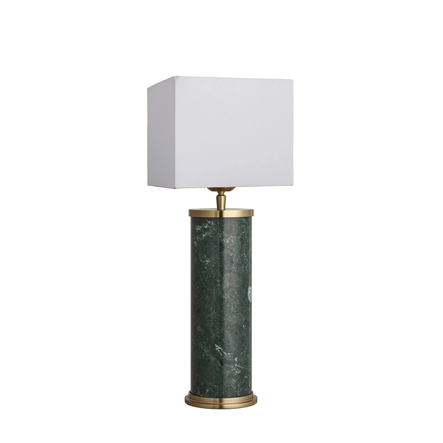 Marble Pillar Cylinder Table Lamp - Green & Brass 6 Marble Pillar Cylinder Table Lamp - Green & Brass - Image 6