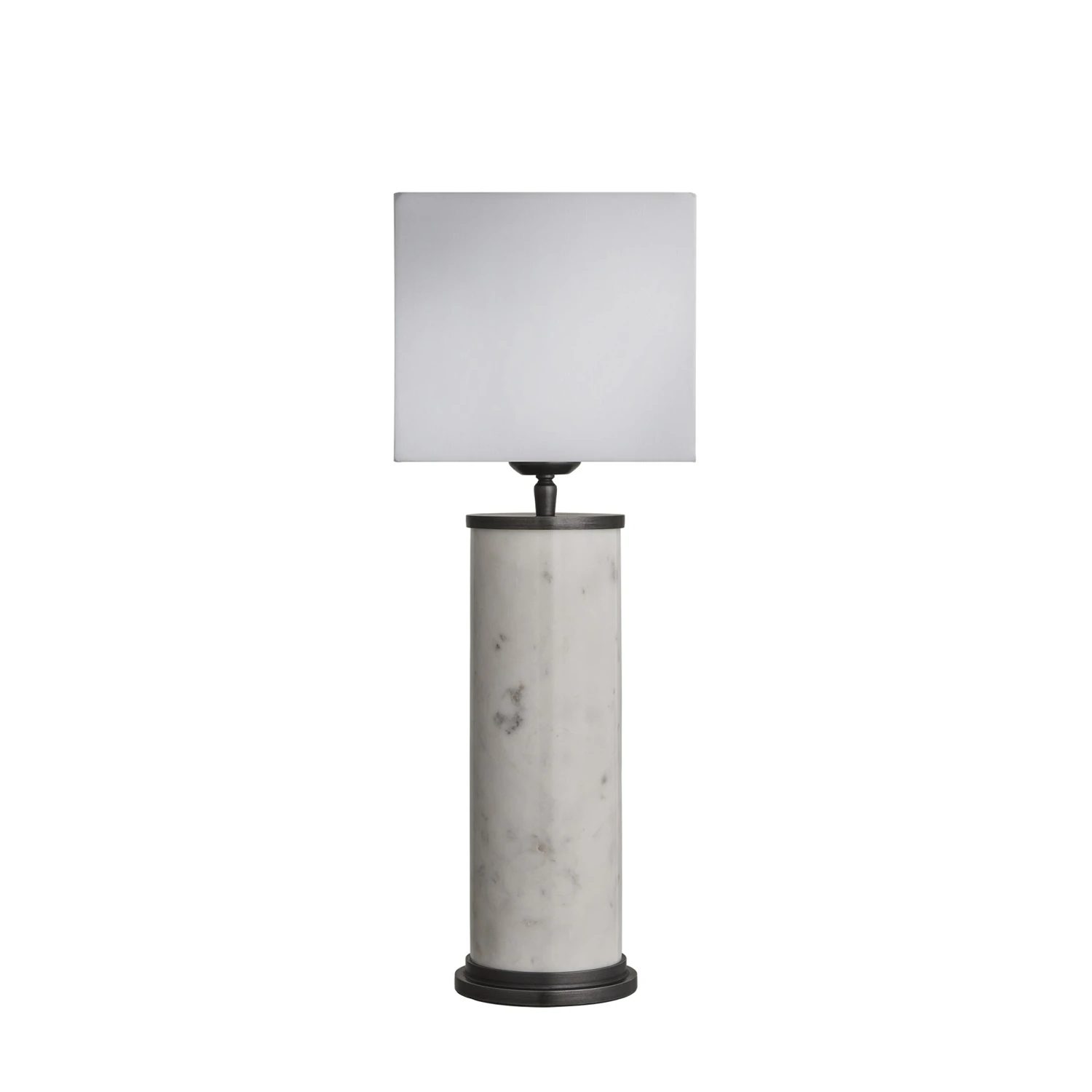 Marble Pillar Cylinder Table Lamp - White & Pewter 7 Marble Pillar Cylinder Table Lamp - White & Pewter - Image 7