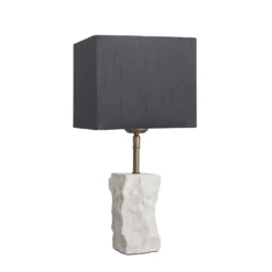 Marble Small Ridge Table Lamp - White -Industville Shop table lamp marble small ridge white lampshade small cube grey MA S RITL W GR SCU angled