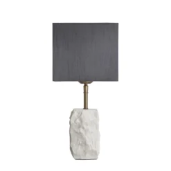 Marble Small Ridge Table Lamp - White -Industville Shop table lamp marble small ridge white lampshade small cube grey MA S RITL W GR SCU front