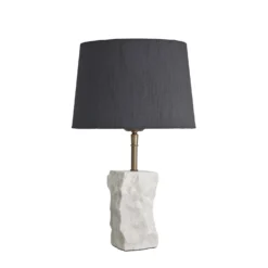 Marble Small Ridge Table Lamp - White -Industville Shop table lamp marble small ridge white lampshade small empire grey MA S RITL W GR SEM angled