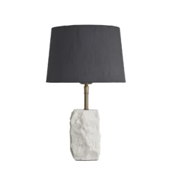 Marble Small Ridge Table Lamp - White -Industville Shop table lamp marble small ridge white lampshade small empire grey MA S RITL W GR SEM front
