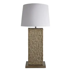 Ornate Column Table Lamp - Brass -Industville Shop table lamp ornate column brass lampshade large empire white lighting ORN COTL B W LEM front