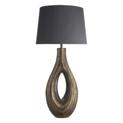 Ornate Ellipse Table Lamp - Brass 26 Ornate Ellipse Table Lamp - Brass -Industville Shop table lamp ornate ellipse brass lampshade large empire grey lighting ORN ELTL B GR LEM front