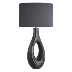 Ornate Ellipse Table Lamp - Pewter -Industville Shop table lamp ornate ellipse pewter lampshade large drum grey lighting ORN ELTL P GR LDR angled