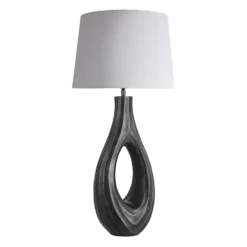 Ornate Ellipse Table Lamp - Pewter -Industville Shop table lamp ornate ellipse pewter lampshade large empire white lighting ORN ELTL P W LEM angled