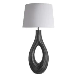 Ornate Ellipse Table Lamp - Pewter -Industville Shop table lamp ornate ellipse pewter lampshade large empire white lighting ORN ELTL P W LEM front