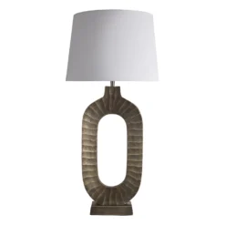 Ornate Oval Table Lamp - Brass -Industville Shop table lamp ornate oval brass lampshade large empire white lighting ORN OTL B W LEM front