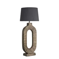 Ornate Oval Table Lamp - Brass -Industville Shop table lamp ornate oval brass lampshade small empire grey lighting ORN OTL B GR SEM angled