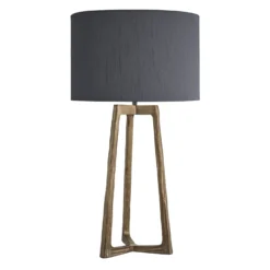 Ornate Tripod Table Lamp - Brass -Industville Shop table lamp ornate tripod brass lampshade large drum grey ORN TITL B GR LDR angled