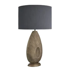 Ornate Tulip Table Lamp - Brass 21 Ornate Tulip Table Lamp - Brass -Industville Shop table lamp ornate tulip brass lampshade large drum grey ORN TUTL B GR LDR angled