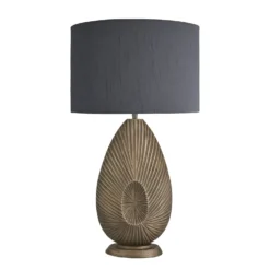 Ornate Tulip Table Lamp - Brass 20 Ornate Tulip Table Lamp - Brass -Industville Shop table lamp ornate tulip brass lampshade large drum grey ORN TUTL B GR LDR front