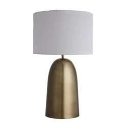 Pillar Bell Table Lamp - Brass -Industville Shop table lamp pillar bell brass lampshade large drum white PIL GE BLTL B W LDR