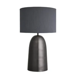Pillar Geometric Bell Table Lamp - Pewter 10 Pillar Geometric Bell Table Lamp - Pewter -Industville Shop table lamp pillar bell pewter lampshade large drum grey PIL GE BLTL P GR LDR