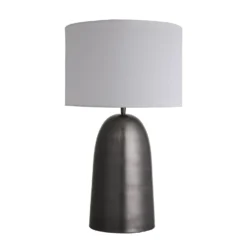 Pillar Geometric Bell Table Lamp - Pewter 11 Pillar Geometric Bell Table Lamp - Pewter -Industville Shop table lamp pillar bell pewter lampshade large drum white PIL GE BLTL P W LDR