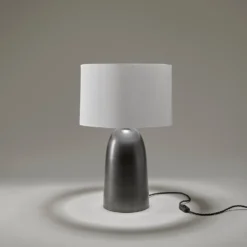 Pillar Geometric Bell Table Lamp - Pewter