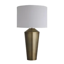 Pillar Geometric Cone Table Lamp - Brass -Industville Shop table lamp pillar cone brass lampshade large drum white PIL GE CTL B W LDR