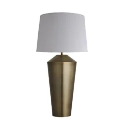 Pillar Geometric Cone Table Lamp - Brass -Industville Shop table lamp pillar cone brass lampshade large empire white PIL GE CTL B W LEM