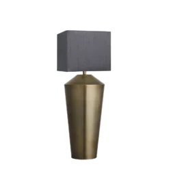 Pillar Geometric Cone Table Lamp - Brass -Industville Shop table lamp pillar cone brass lampshade small cube grey PIL GE CTL B GR SCU