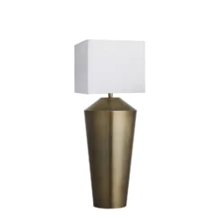 Pillar Geometric Cone Table Lamp - Brass -Industville Shop table lamp pillar cone brass lampshade small cube white PIL GE CTL B W SCU