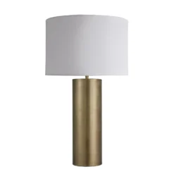 Pillar Cylinder Table Lamp - Brass 12 Pillar Cylinder Table Lamp - Brass -Industville Shop table lamp pillar cylinder brass shade large drum white PIL GE CYTL B W LDR