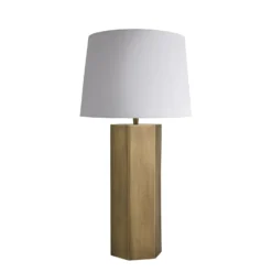 Pillar Hex Table Lamp - Brass -Industville Shop table lamp pillar hex brass large empire white PIL GE HETL B W LEM angled