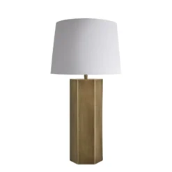 Pillar Hex Table Lamp - Brass -Industville Shop table lamp pillar hex brass large empire white PIL GE HETL B W LEM front