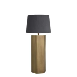 Pillar Hex Table Lamp - Brass -Industville Shop table lamp pillar hex brass small empire grey PIL GE HETL B GR SEM angled