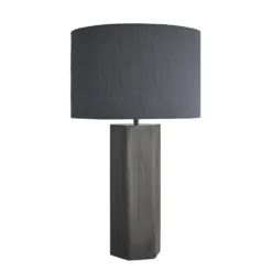 Pillar Hex Table Lamp - Pewter 21 Pillar Hex Table Lamp - Pewter -Industville Shop table lamp pillar hex pewter large drum grey PIL GE HETL P GR LDR angled