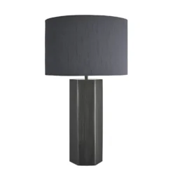 Pillar Hex Table Lamp - Pewter 23 Pillar Hex Table Lamp - Pewter -Industville Shop table lamp pillar hex pewter large drum grey PIL GE HETL P GR LDR front