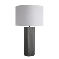 Pillar Hex Table Lamp - Pewter 22 Pillar Hex Table Lamp - Pewter -Industville Shop table lamp pillar hex pewter large drum white PIL GE HETL P W LDR angled