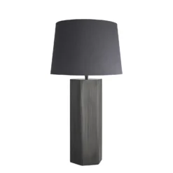Pillar Hex Table Lamp - Pewter 19 Pillar Hex Table Lamp - Pewter -Industville Shop table lamp pillar hex pewter large empire grey PIL GE HETL P GR LEM angled