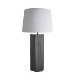 Pillar Hex Table Lamp - Pewter 17 Pillar Hex Table Lamp - Pewter -Industville Shop table lamp pillar hex pewter large empire white PIL GE HETL P W LEM angled