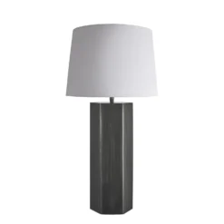 Pillar Hex Table Lamp - Pewter 16 Pillar Hex Table Lamp - Pewter -Industville Shop table lamp pillar hex pewter large empire white PIL GE HETL P W LEM front