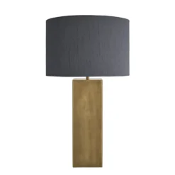 Pillar Square Table Lamp - Brass 23 Pillar Square Table Lamp - Brass -Industville Shop table lamp pillar square brass large drum grey PIL GE SQTL B GR LDR front