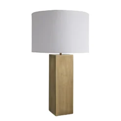 Pillar Square Table Lamp - Brass 24 Pillar Square Table Lamp - Brass -Industville Shop table lamp pillar square brass large drum white PIL GE SQTL B W LDR angled
