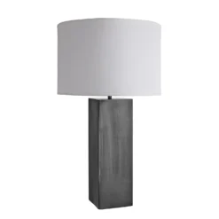 Pillar Square Table Lamp - Pewter 24 Pillar Square Table Lamp - Pewter -Industville Shop table lamp pillar square pewter large drum white PIL GE SQTL P W LDR angled