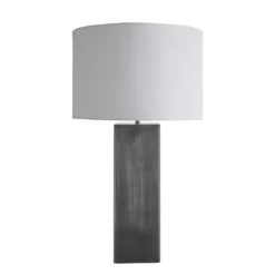 Pillar Square Table Lamp - Pewter 25 Pillar Square Table Lamp - Pewter -Industville Shop table lamp pillar square pewter large drum white PIL GE SQTL P W LDR front