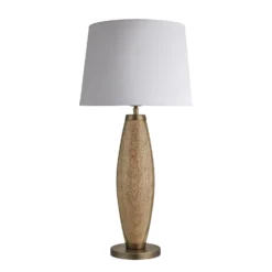 Wooden Geometric Pillar Table Lamp - Natural -Industville Shop table lamp wooden geo pillar natural lrg empire white WO GE PILTL N W LEM