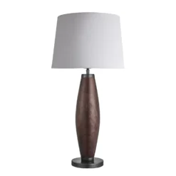 Wooden Geometric Pillar Table Lamp - Walnut - Expected W/c 29th Of July 13 Wooden Geometric Pillar Table Lamp - Walnut - Expected W/c 29th Of July -Industville Shop table lamp wooden geo pillar walnut lrg empire white WO GE PILTL WN W LEM