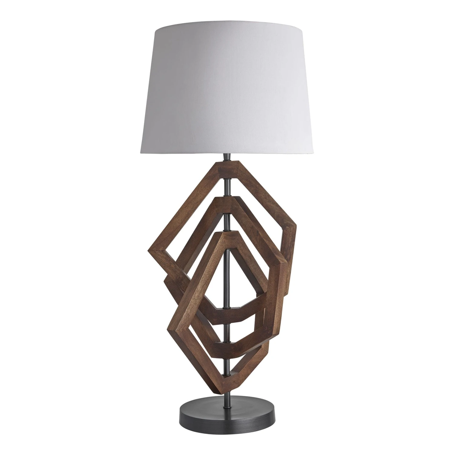 Wooden Geometric Polygon Table Lamp - Walnut - Image 16