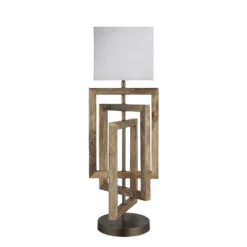 Wooden Geometric Rectangle Table Lamp - Natural 33 Wooden Geometric Rectangle Table Lamp - Natural -Industville Shop table lamp wooden geometric rectangle natural small cube white WO GE RETL N W SCU front