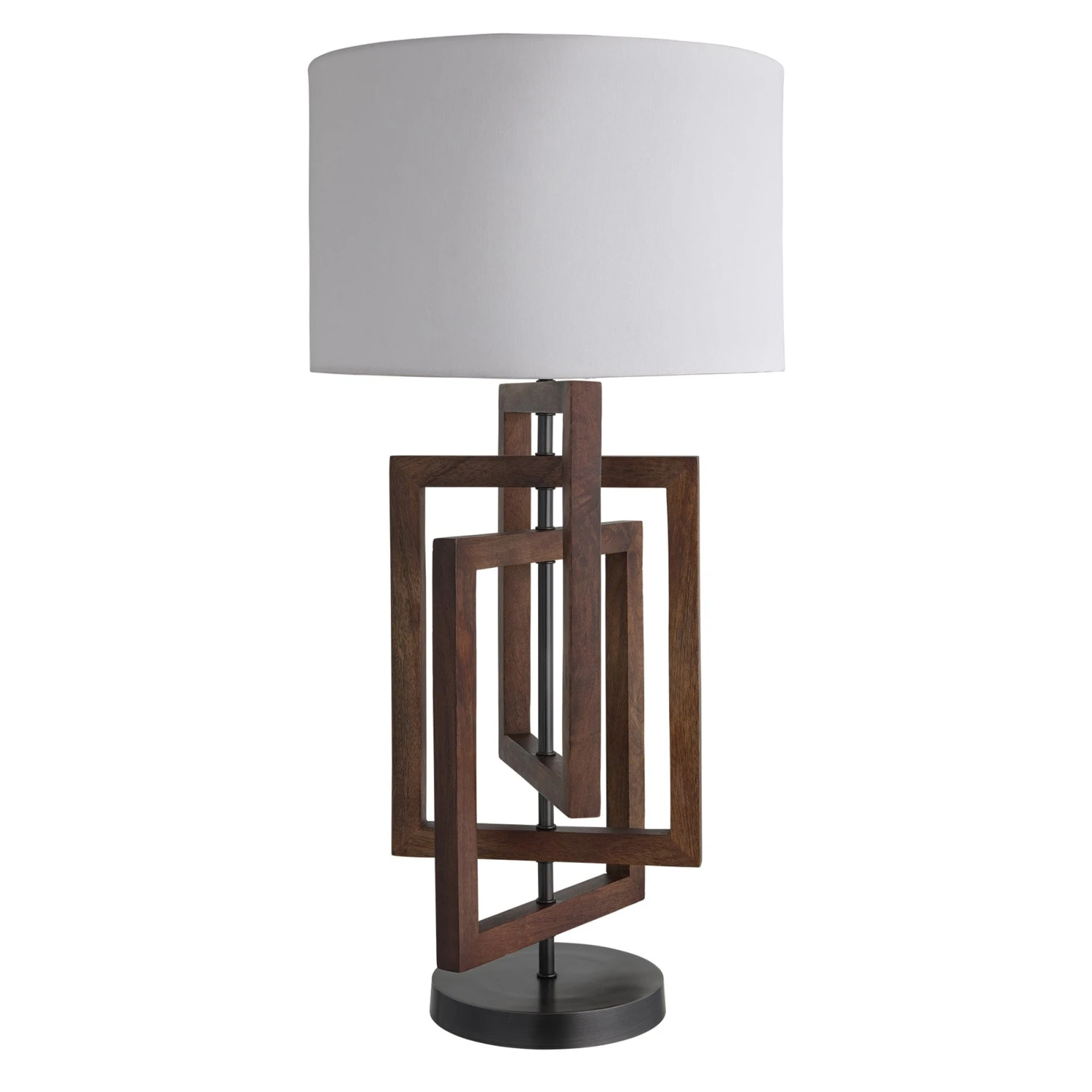Wooden Geometric Rectangle Table Lamp - Walnut - Image 4